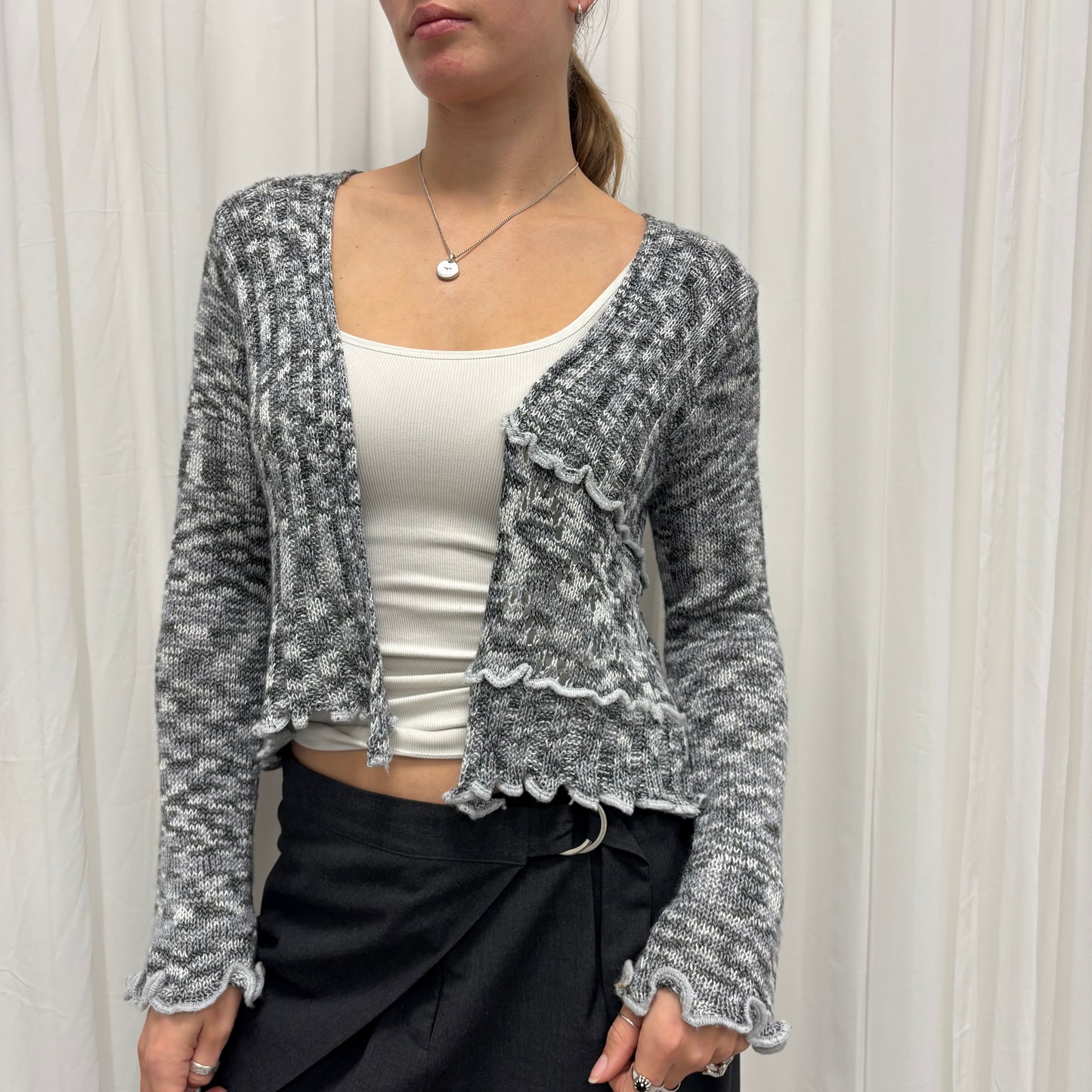 2000s Lettuce Hem Cardigan