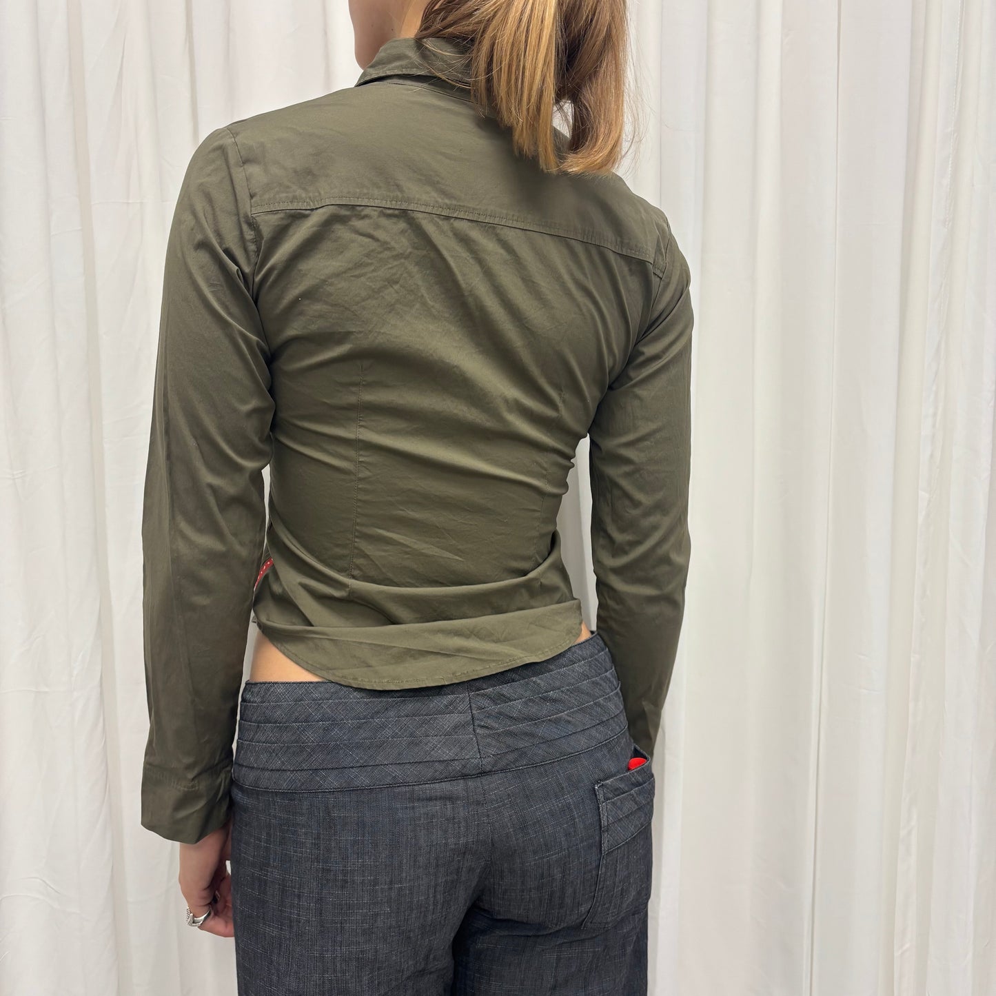 Olive Two-Way Zip Shirt
