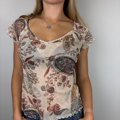 Paisley Mesh Baby Tee | Size M