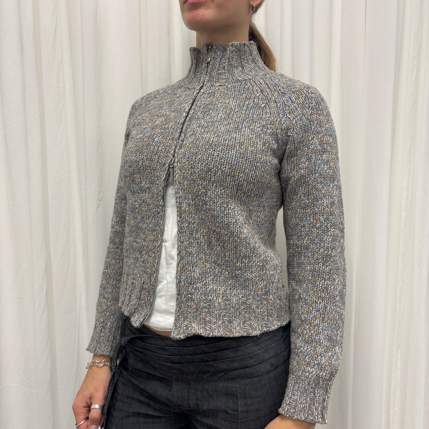 Multicoloured Knit Two-Way Zip