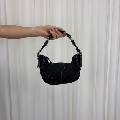 Coach Hobo Bag Black Monogram Canvas