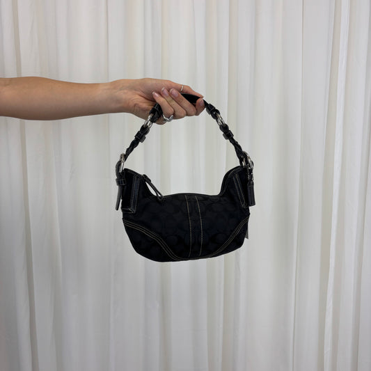 Coach Hobo Bag Black Monogram Canvas