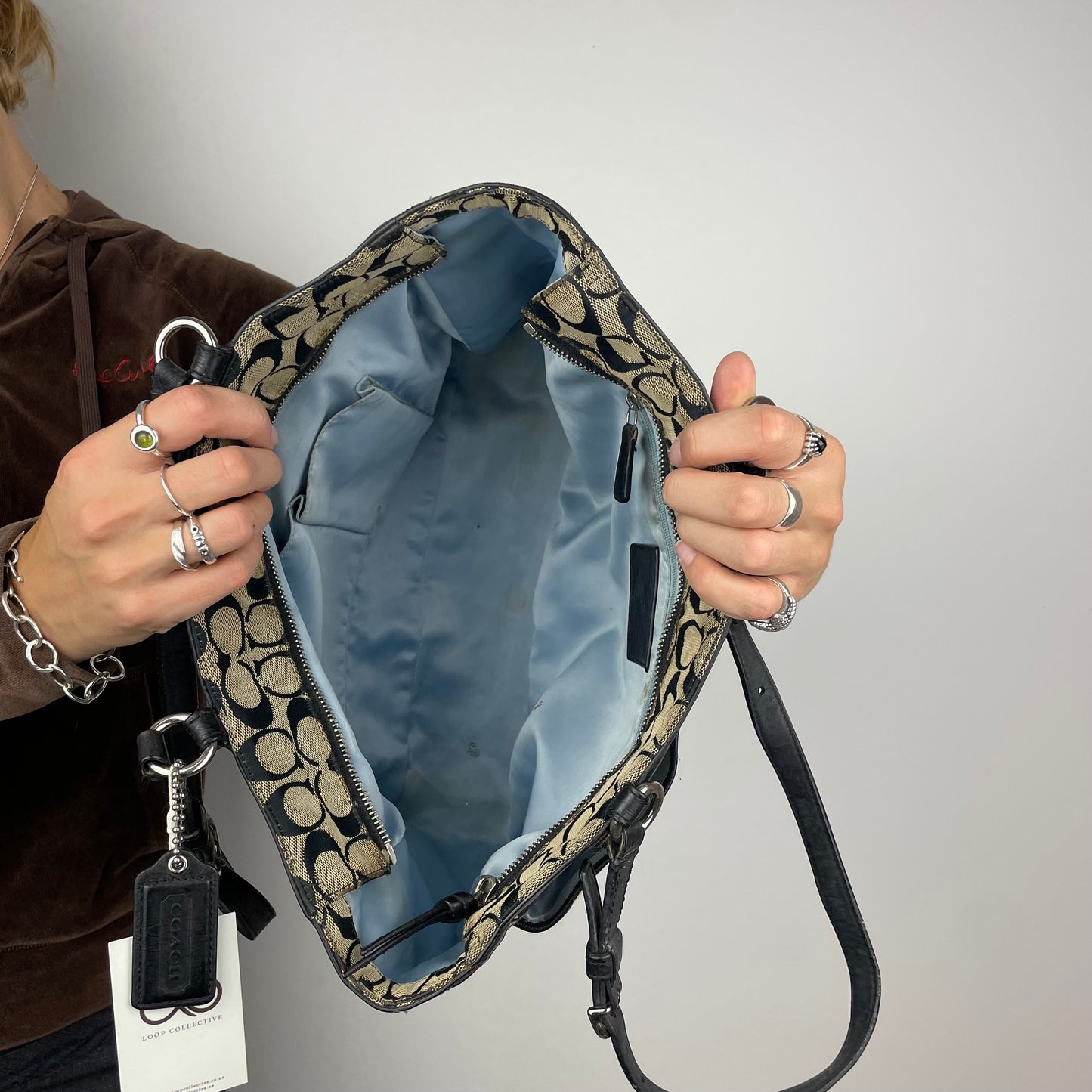 Coach Signature Grey Gallery Tote Bag