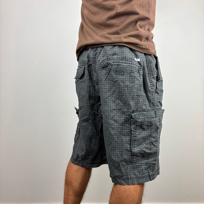 Izod Grey Checkered Cargos Adjustable Waist | Size XS-L