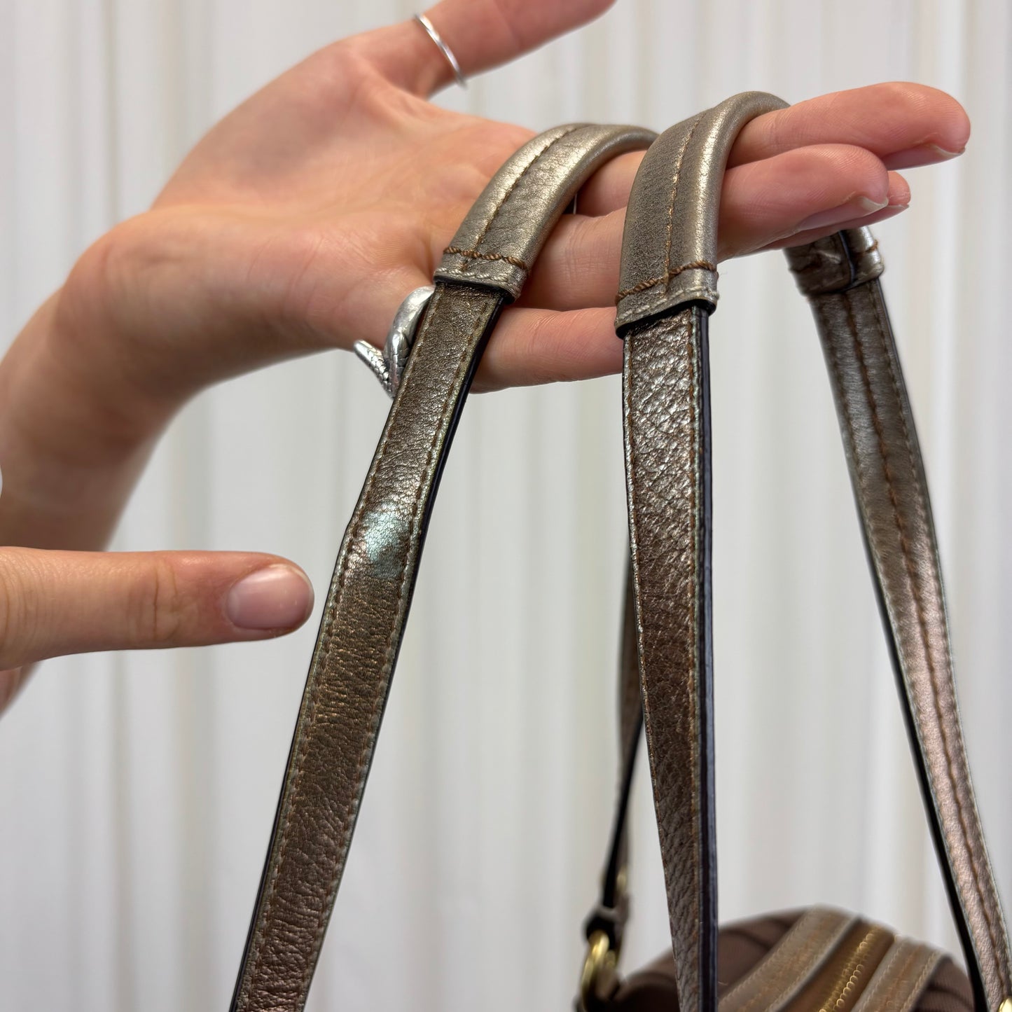 Coach Signature Brown Boston Bag