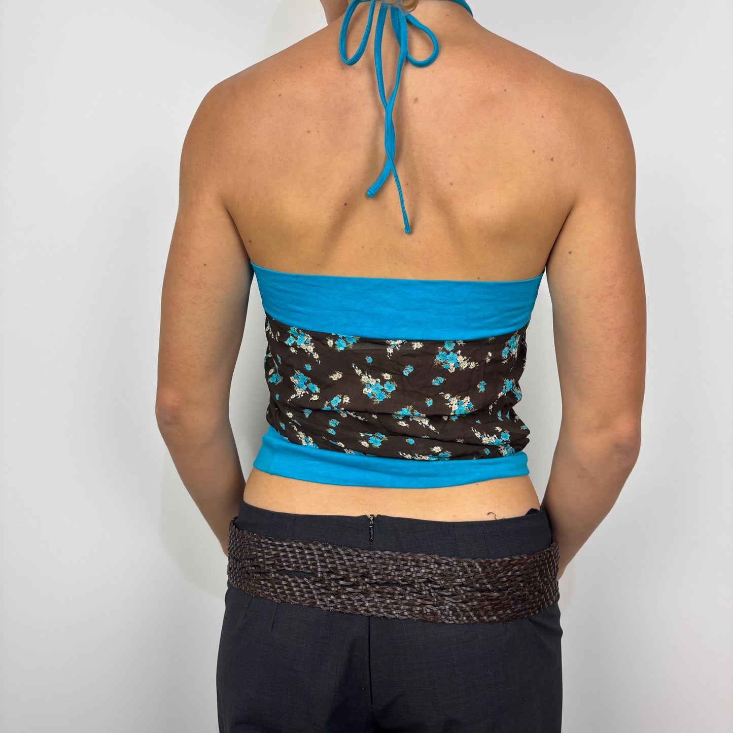 Blue and Brown Floral Halter