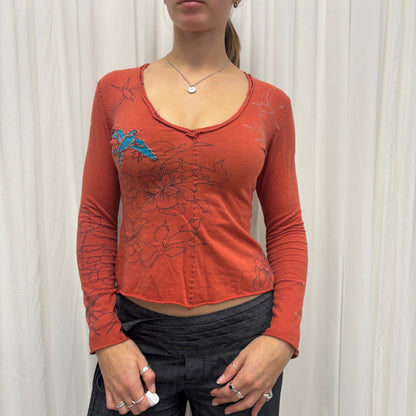 Patchwork V-Neck Longsleeve