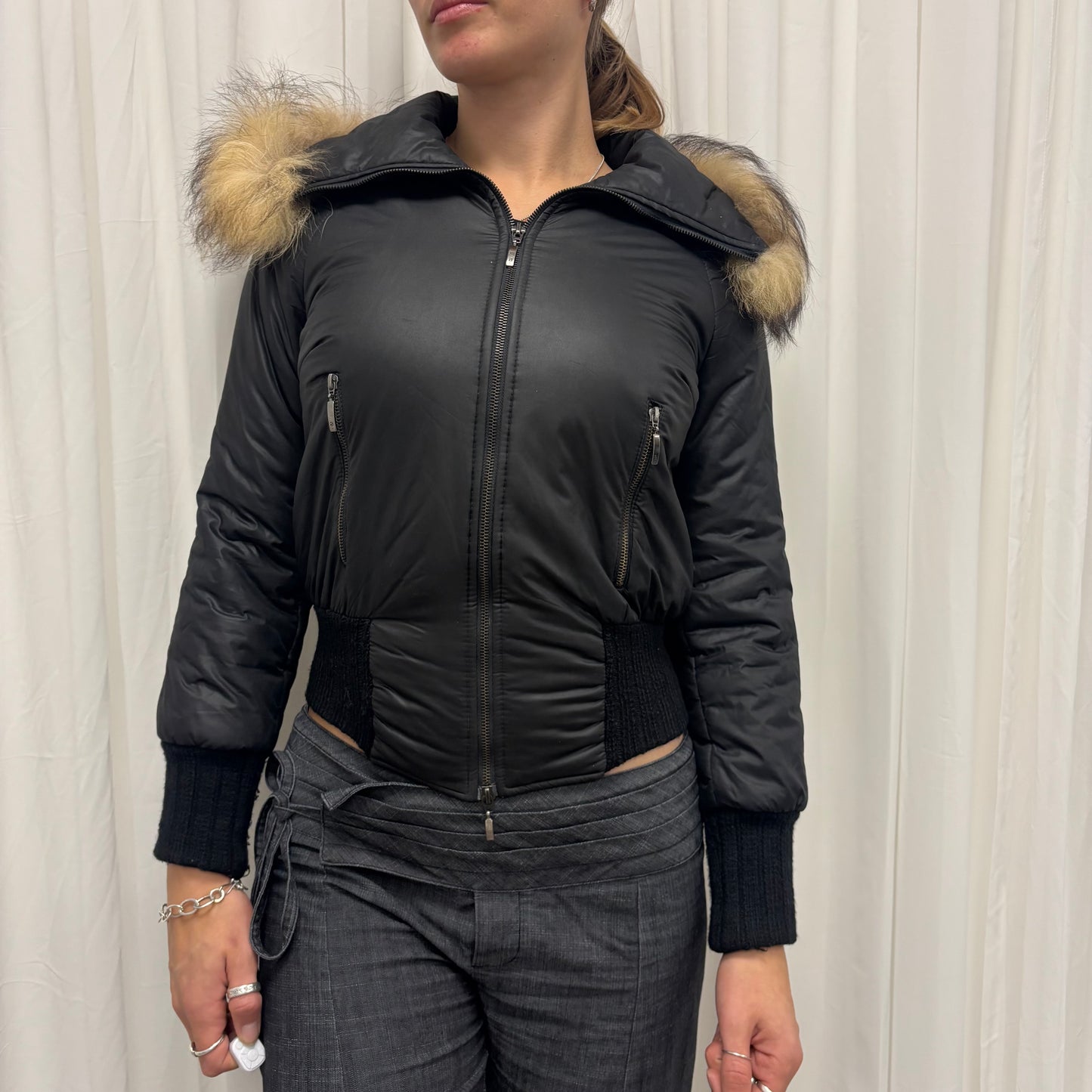 Fur Trim Bomber Puffer Jacket