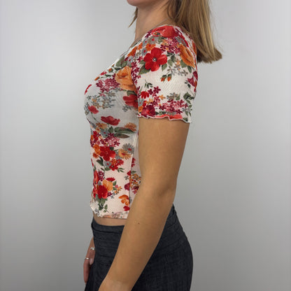 Mesh Floral Boatneck Tee