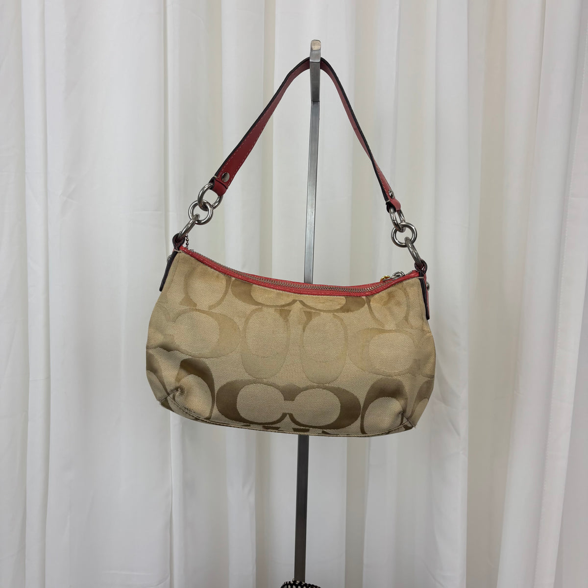 Coach Signature Stripe Demi Pink Two-Way Bag