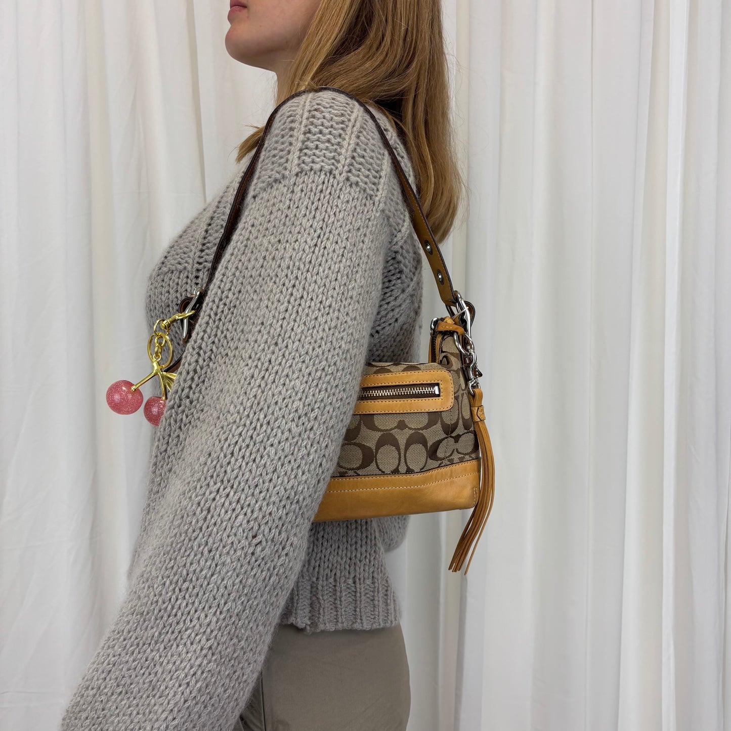 Coach Signature East West Shoulder Bag in Tan