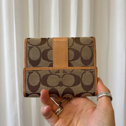 Coach Signature Tan Trifold Wallet