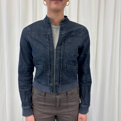 Y2K Dark Denim Bomber Jacket
