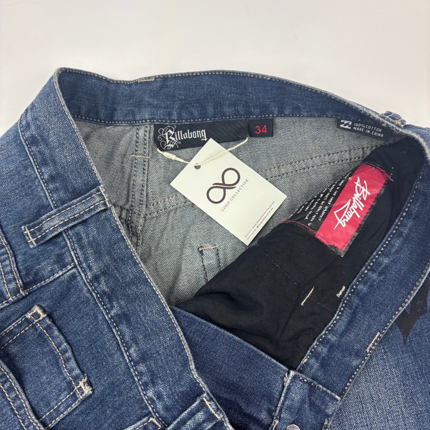 Dark Wash Billabong Spellout Jorts