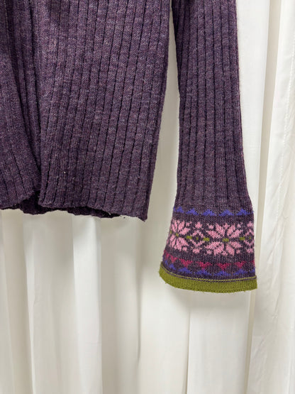 Ribbed Tie Cardigan w/ Flared Sleeves