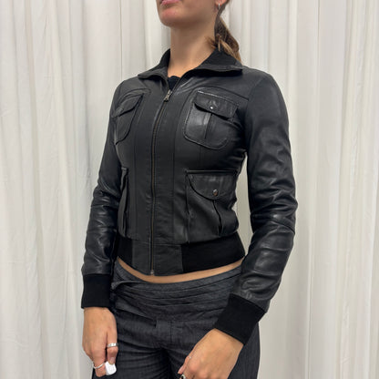 Italian 2000s Bomber Leather Jacket