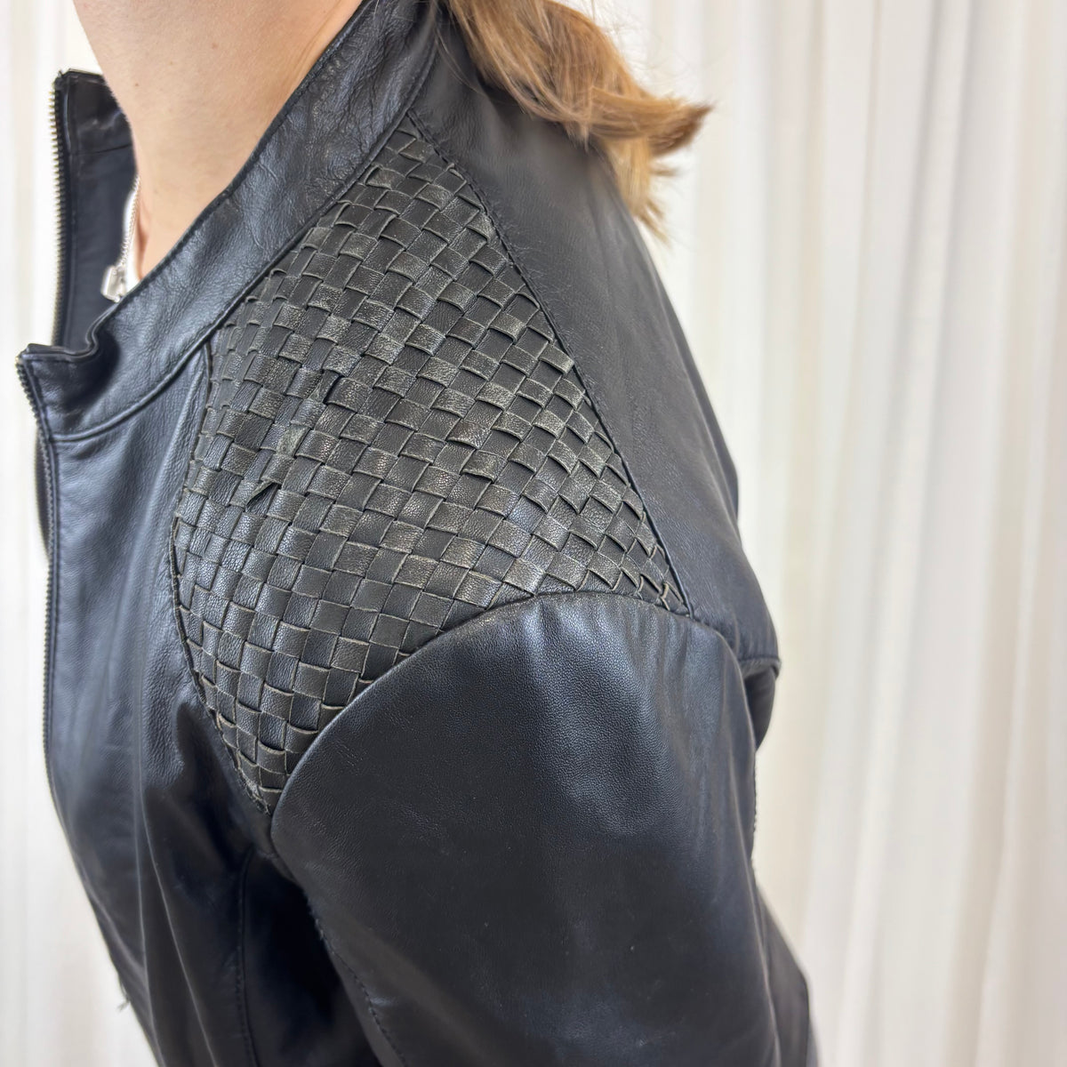 Italian Woven Leather Jacket | Size S-M