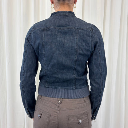 Y2K Dark Denim Bomber Jacket