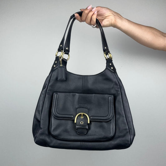 Coach Campbell Black Leather Tote w/ Gold Hardware