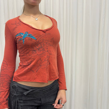 Patchwork V-Neck Longsleeve