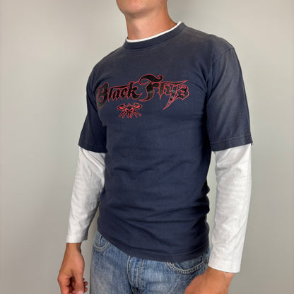 Vintage Black Flys Spellout Long Sleeve | Size S-M