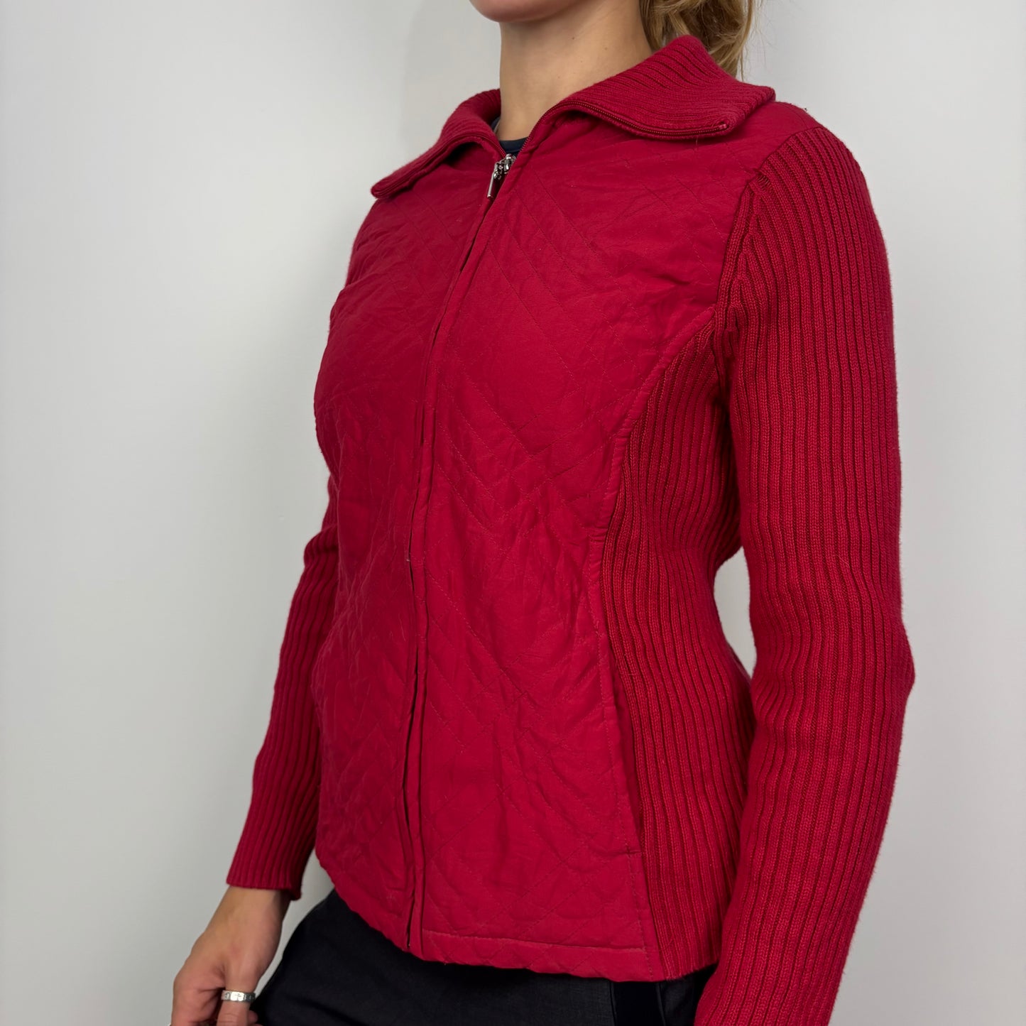 Knitted and Quilted Red Jumper