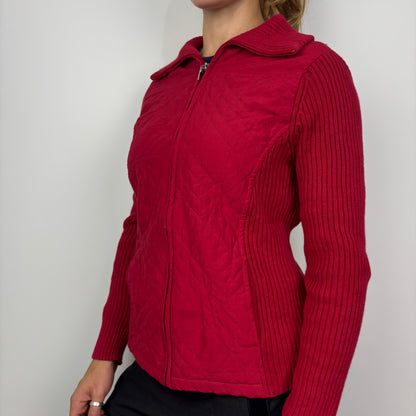 Knitted and Quilted Red Jumper