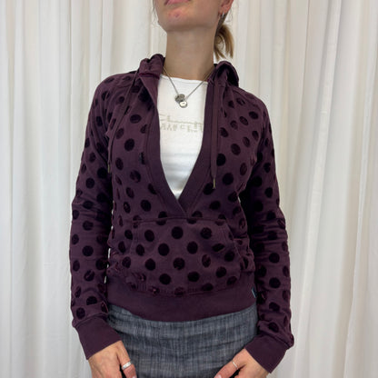 Polka Dot V-neck Hoodie | Size L