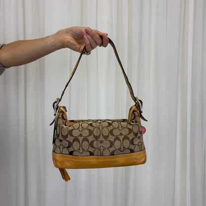 Coach Signature East West Shoulder Bag in Tan