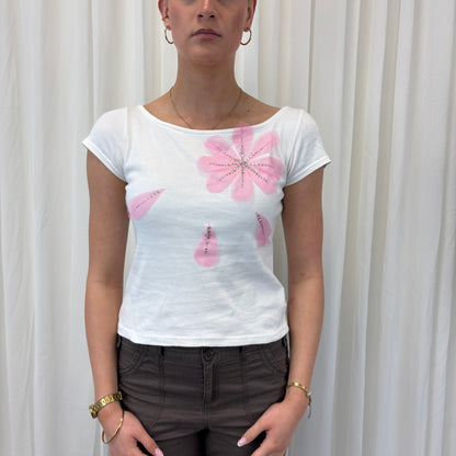 Boat Neck Floral Baby Tee