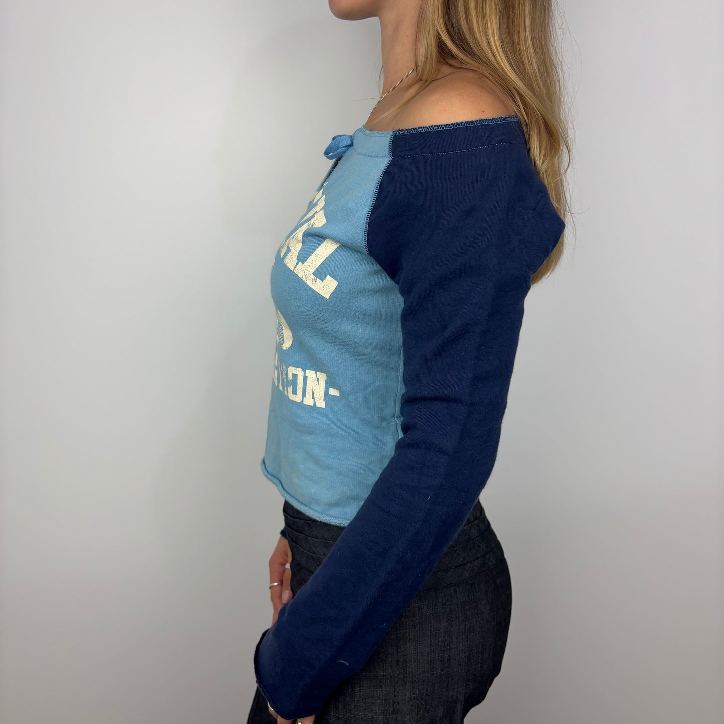Off the Shoulder Blue Sweater