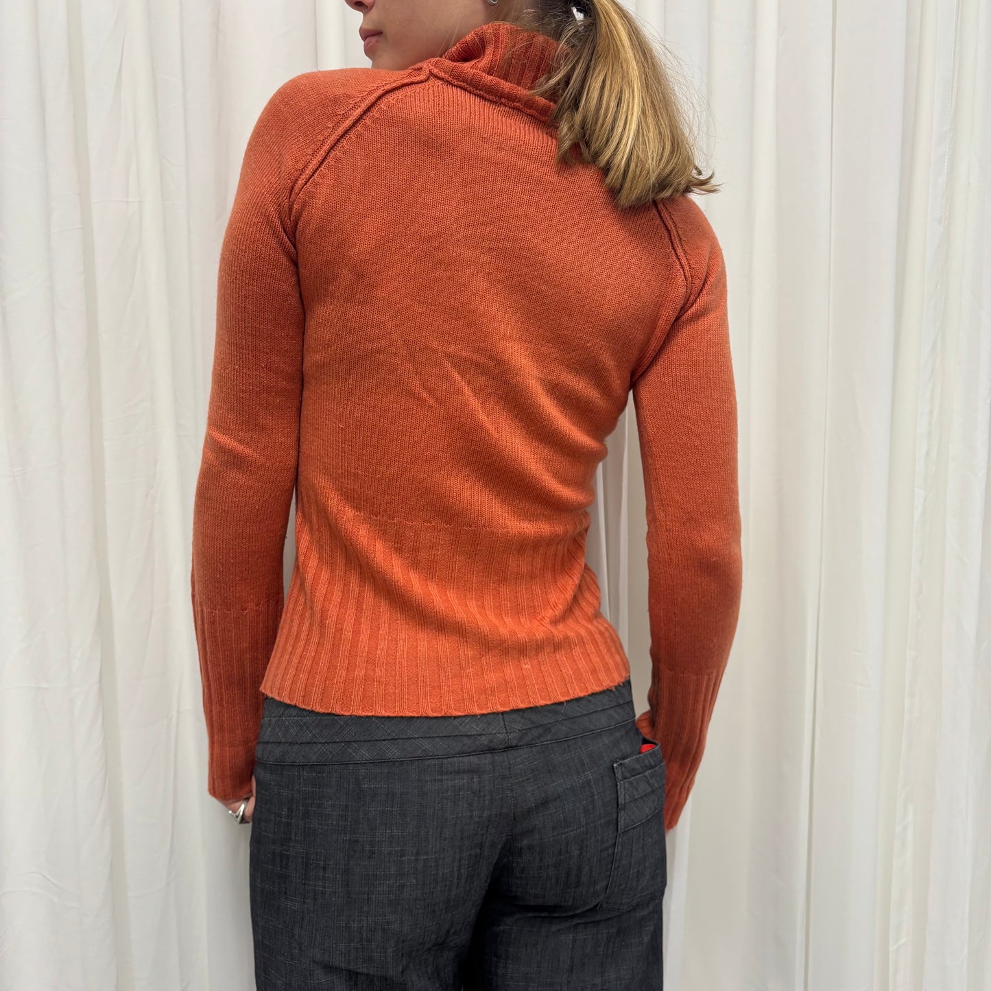 Orange Ribbed Turtleneck