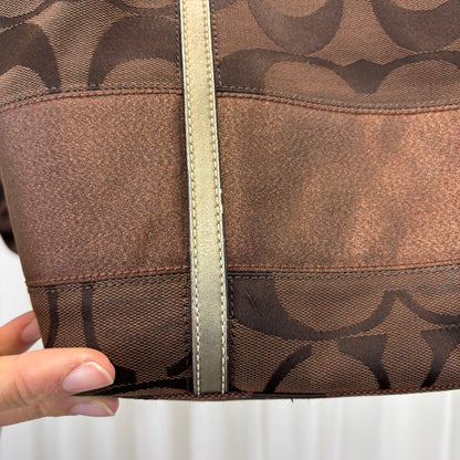 Coach Signature Stripe Brown Tote Bag
