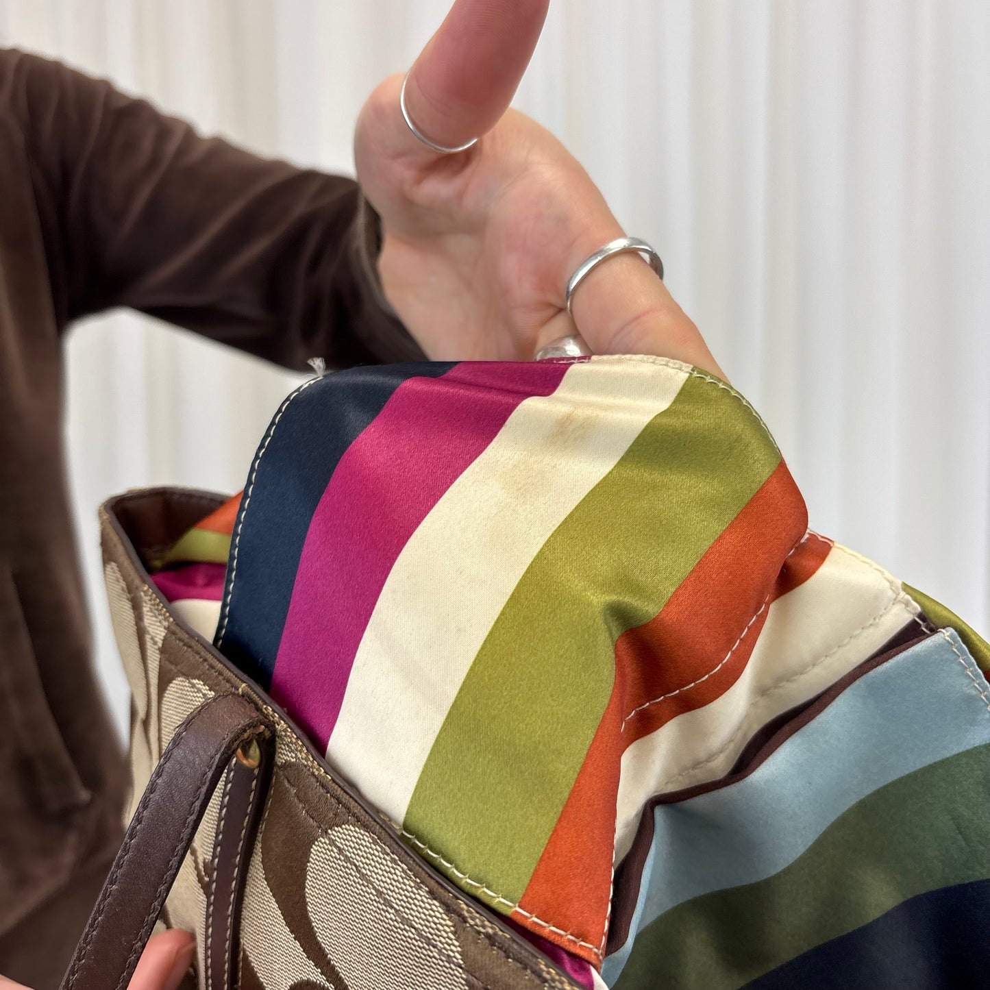 Coach Signature Stripe Tote Bag