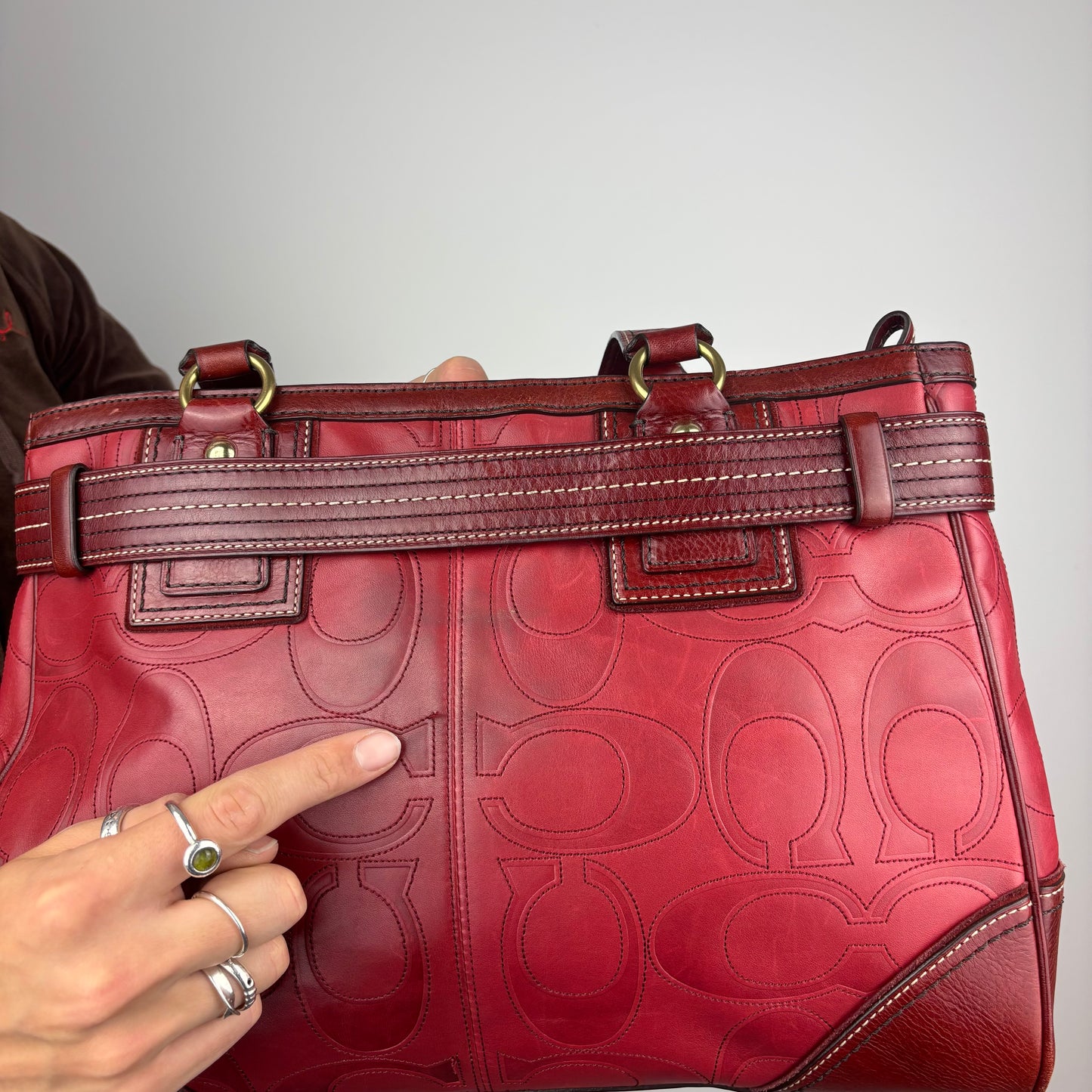 Coach Hampton Embossed Satchel Bag