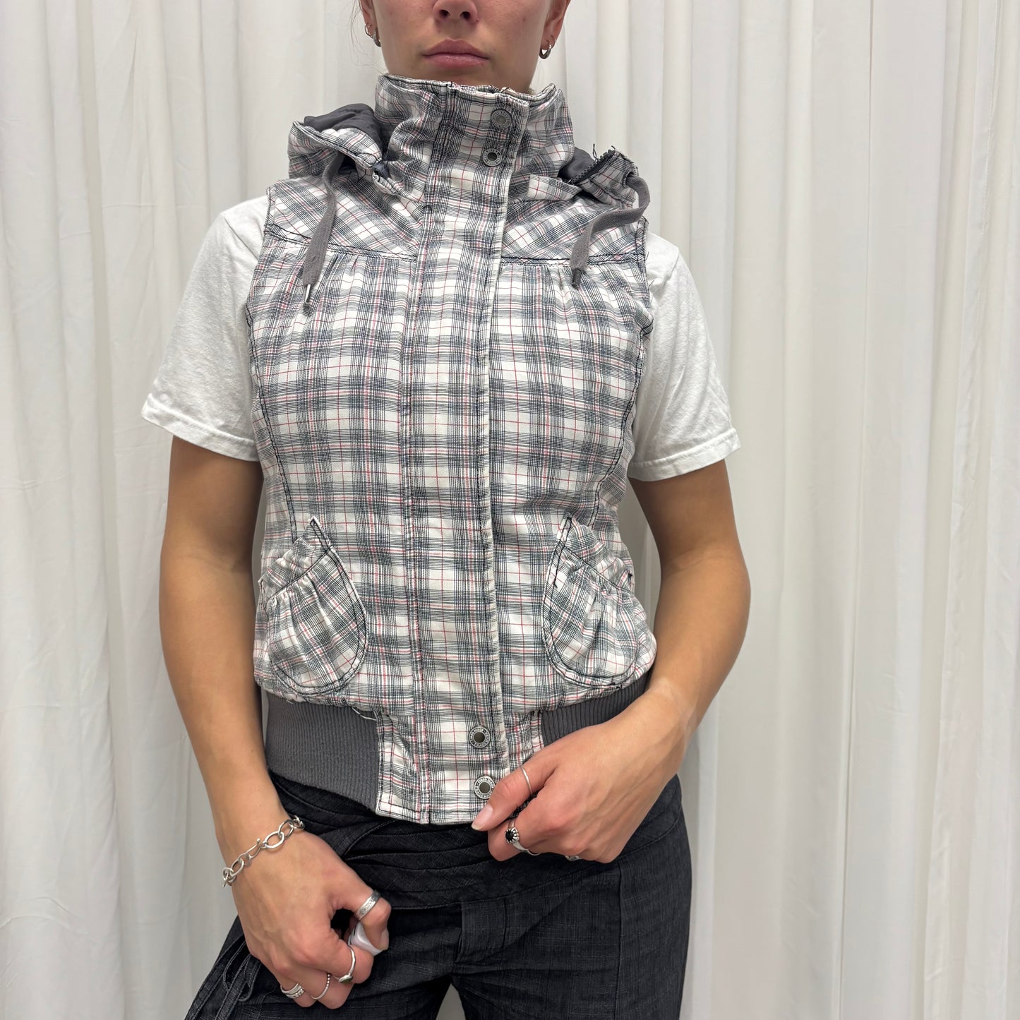 Y2K Plaid Puffer Vest