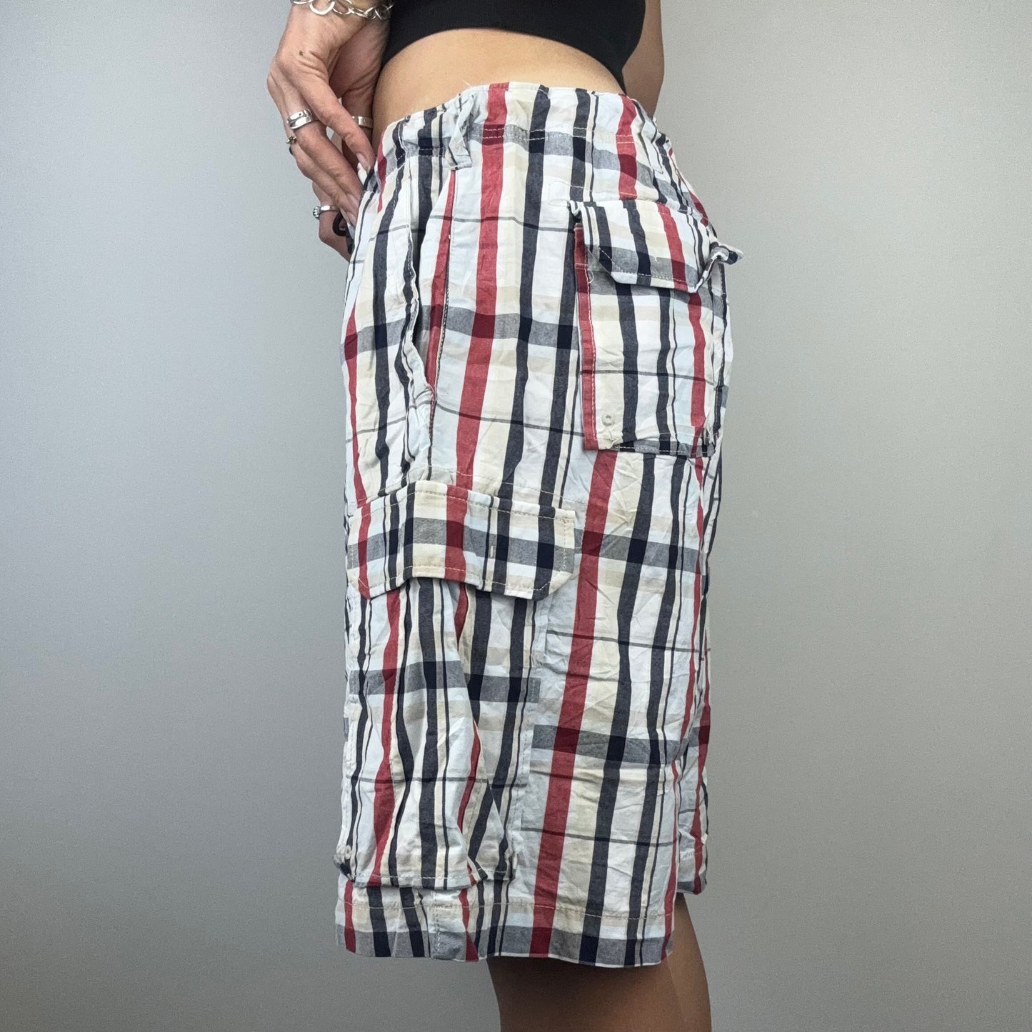 Baggy Red and Blue Plaid Shorts