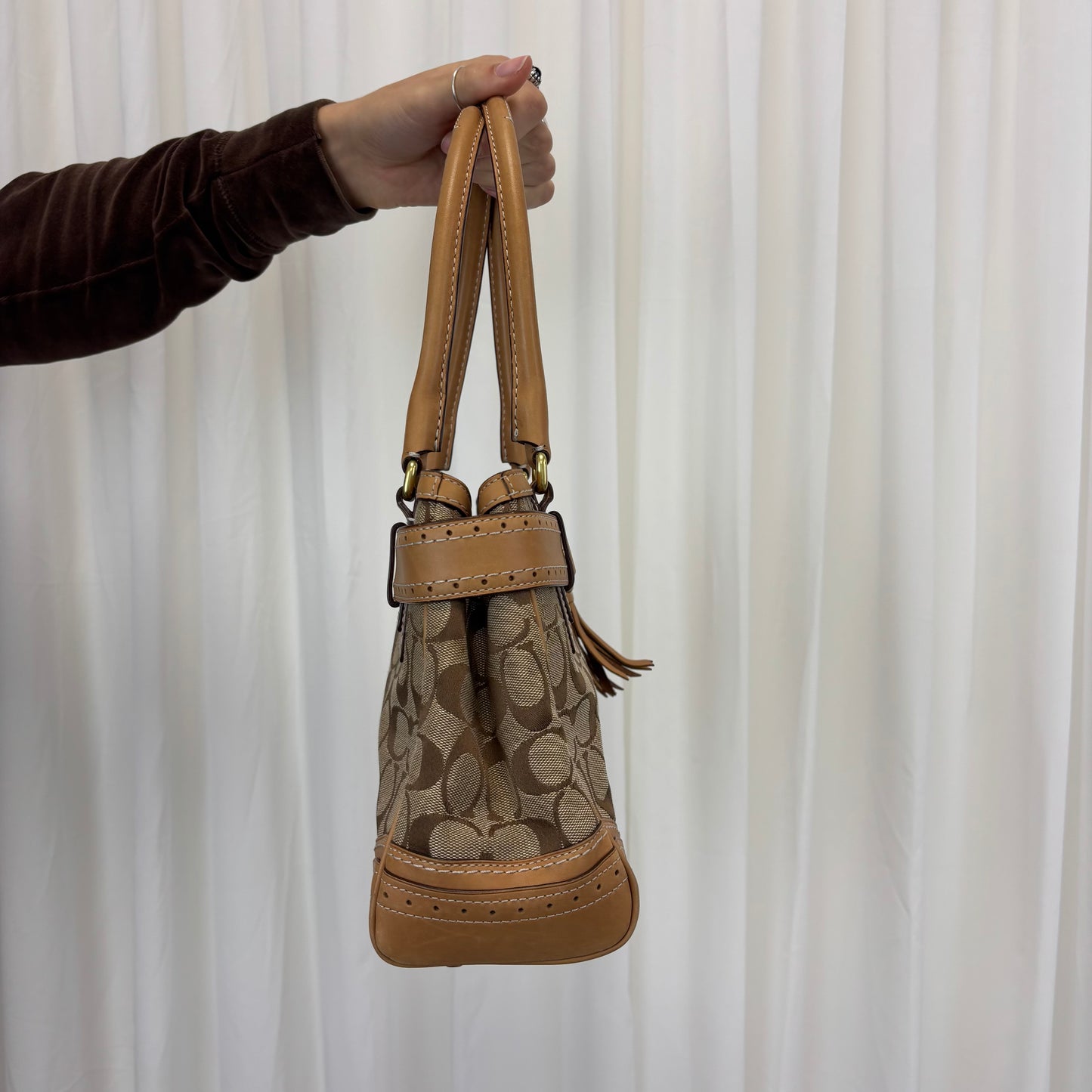 Coach Signature Medium Hamptons Satchel Bag