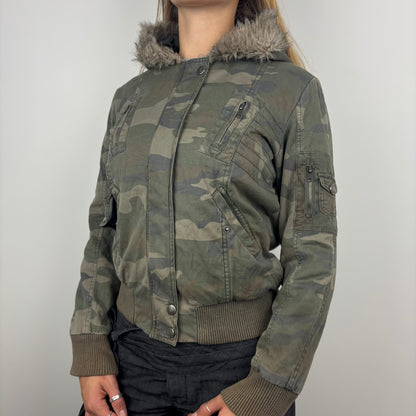 Camo Jacket with Fur Hood