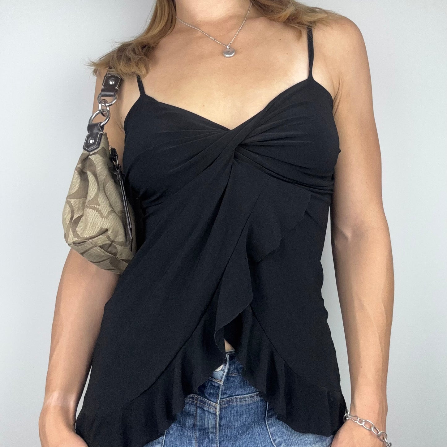Black 2000s Twist Cami Top