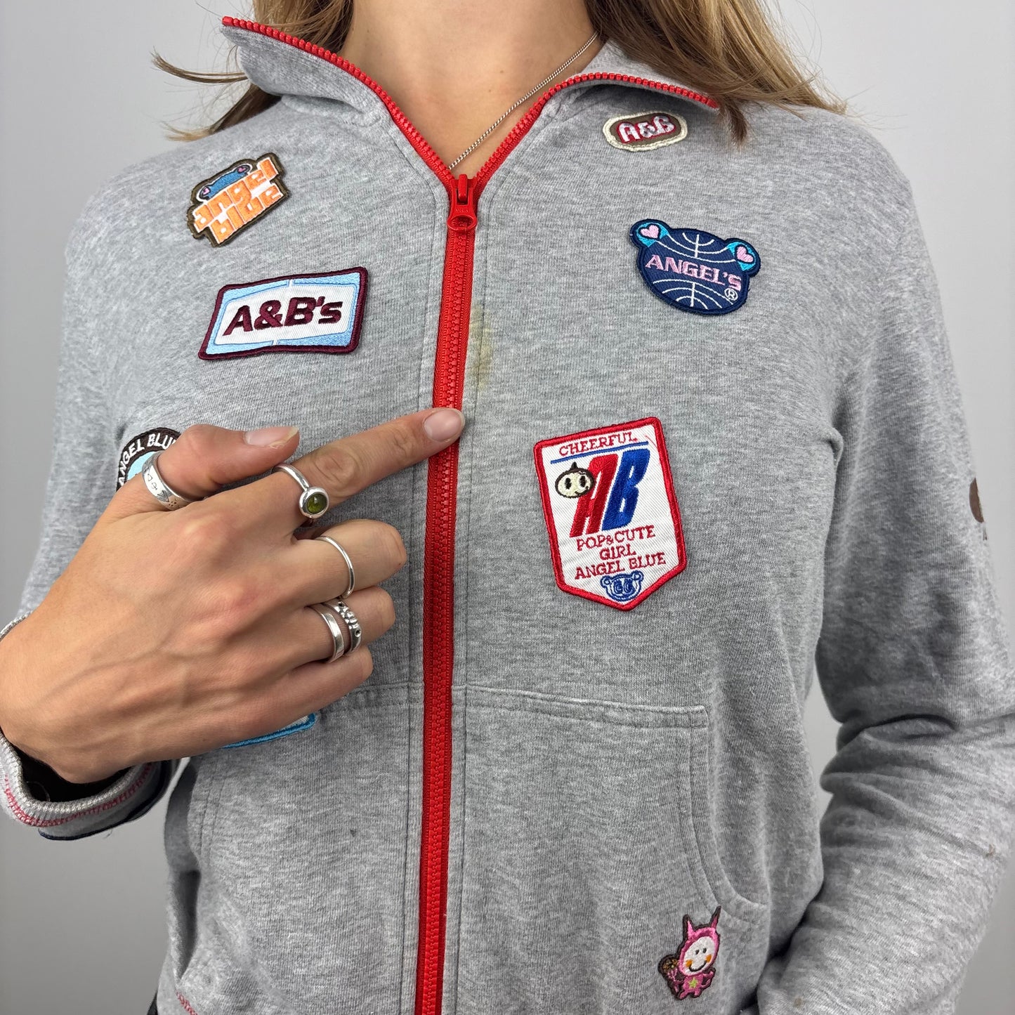 Angel Blue Patchwork Zip-up