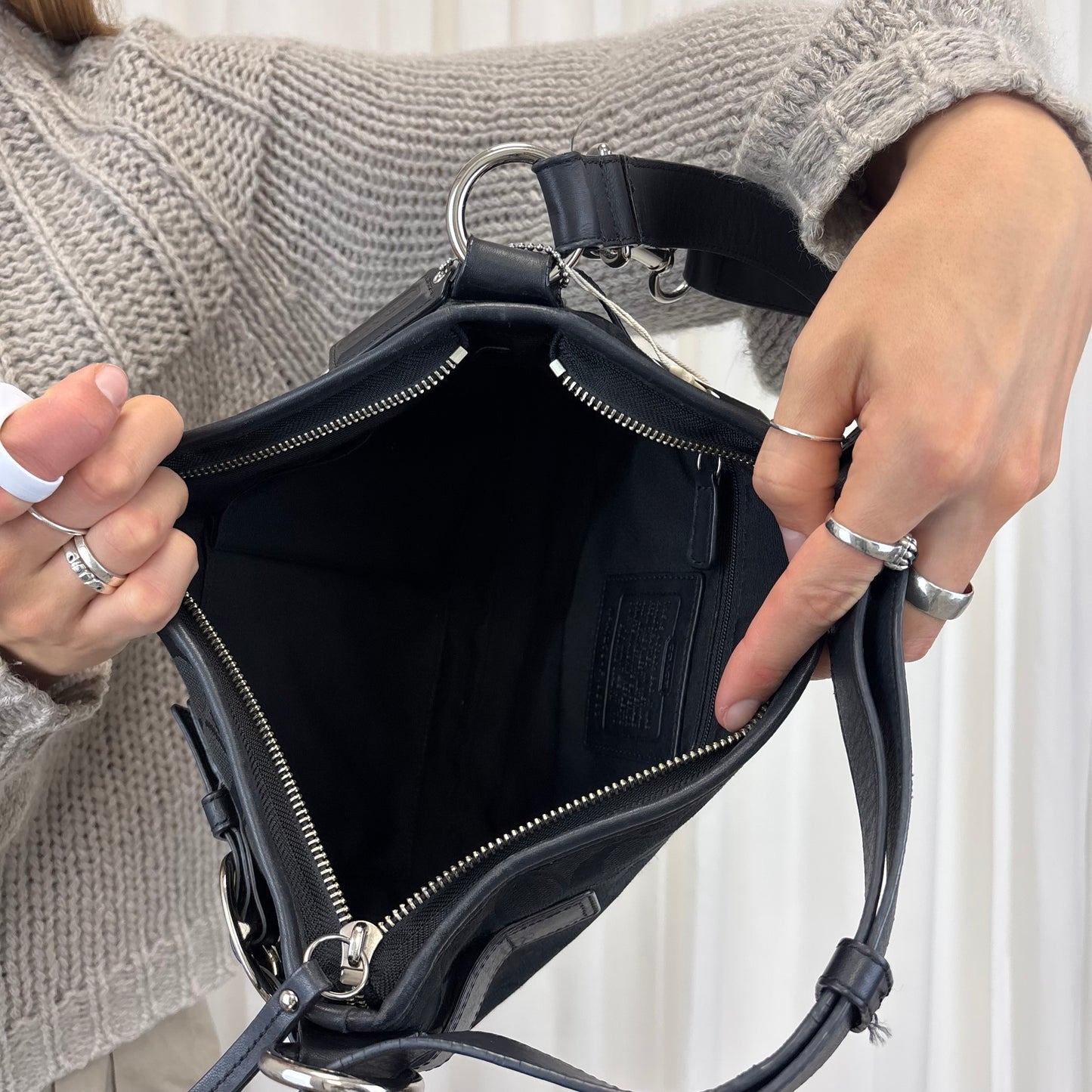 Coach Signature East West Buckle 2-Way Bag Black