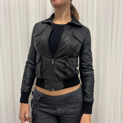 Italian 2000s Bomber Leather Jacket