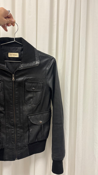 Italian 2000s Bomber Leather Jacket