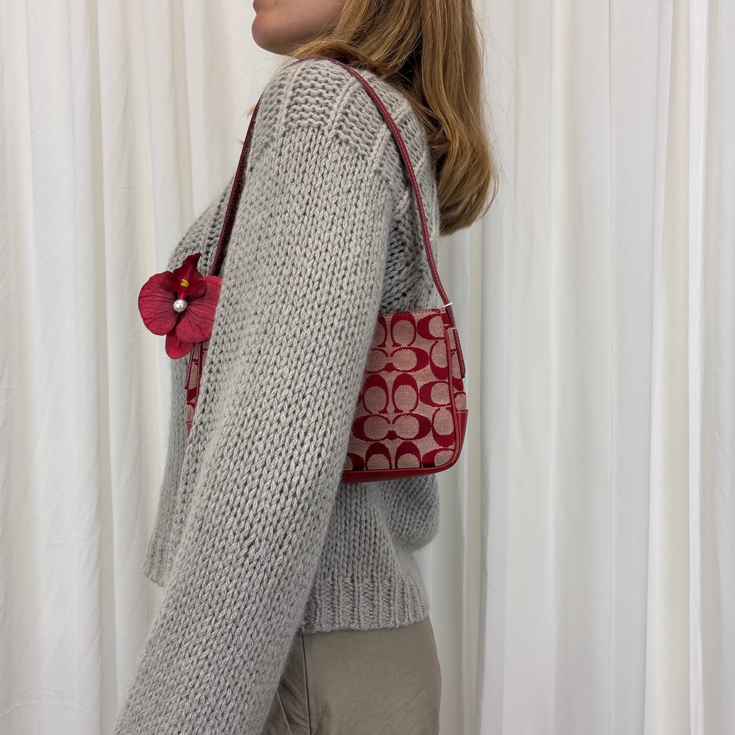 Coach Signature Red Demi Shoulder Bag