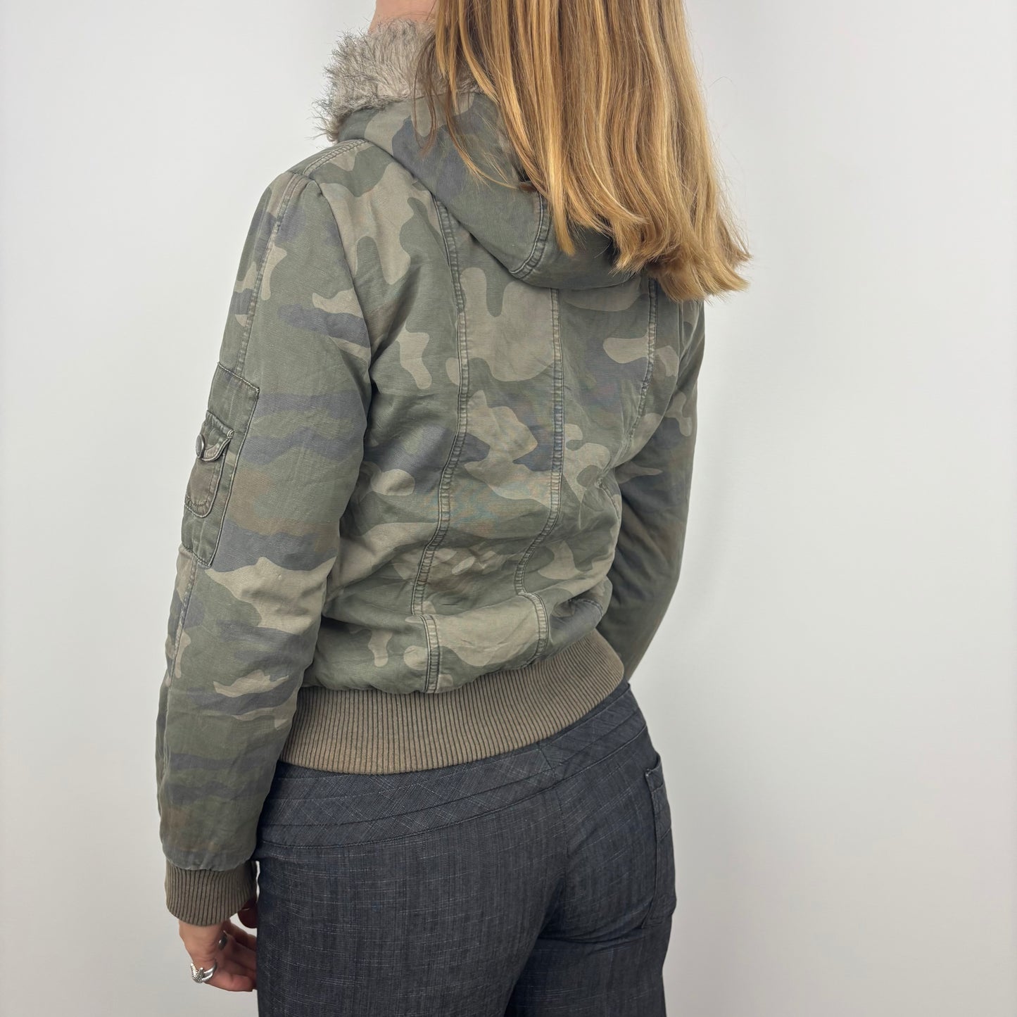 Camo Jacket with Fur Hood