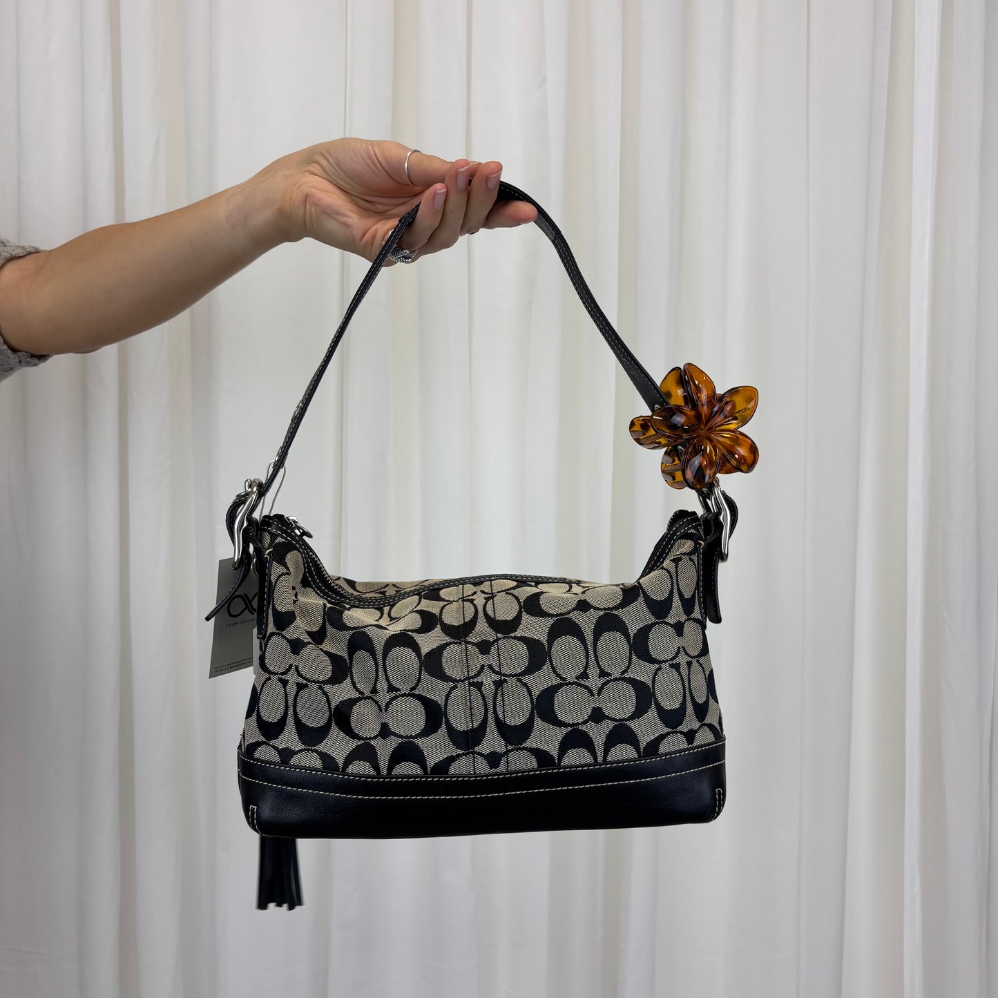 Coach Signature East West Shoulder Bag Black/Grey