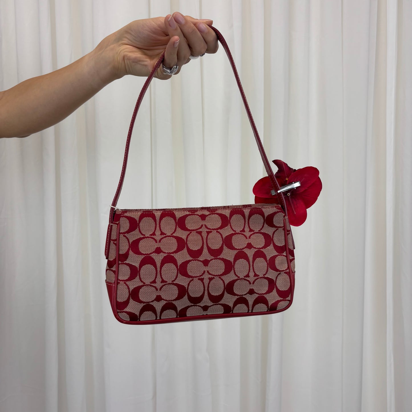 Coach Signature Red Demi Shoulder Bag