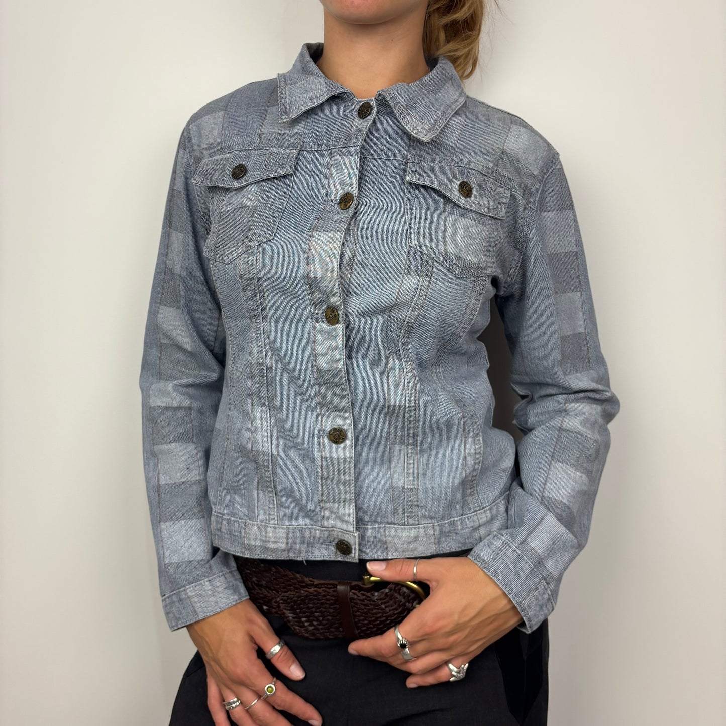 Checkered Denim Jacket