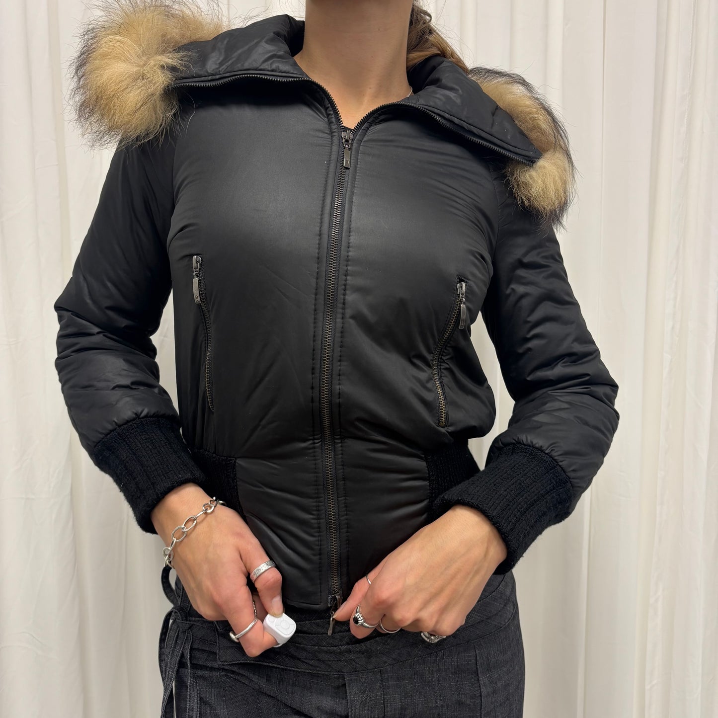 Fur Trim Bomber Puffer Jacket